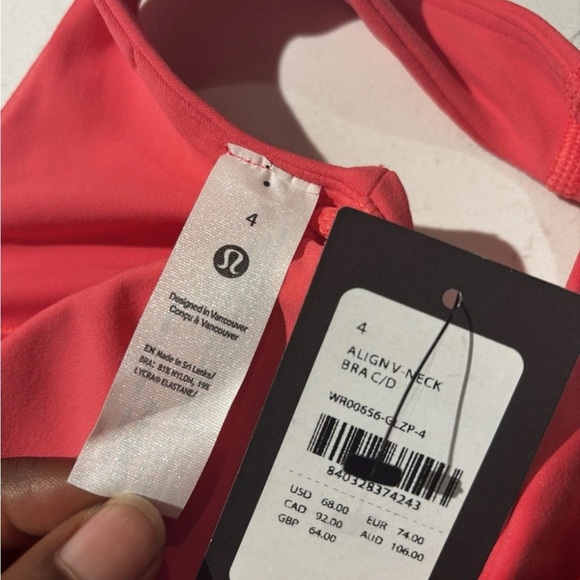 New With Tags - Lululemon x Peloton Align V-Neck Bra, Light Support, C/D Cup, 4 - Picture 10 of 10